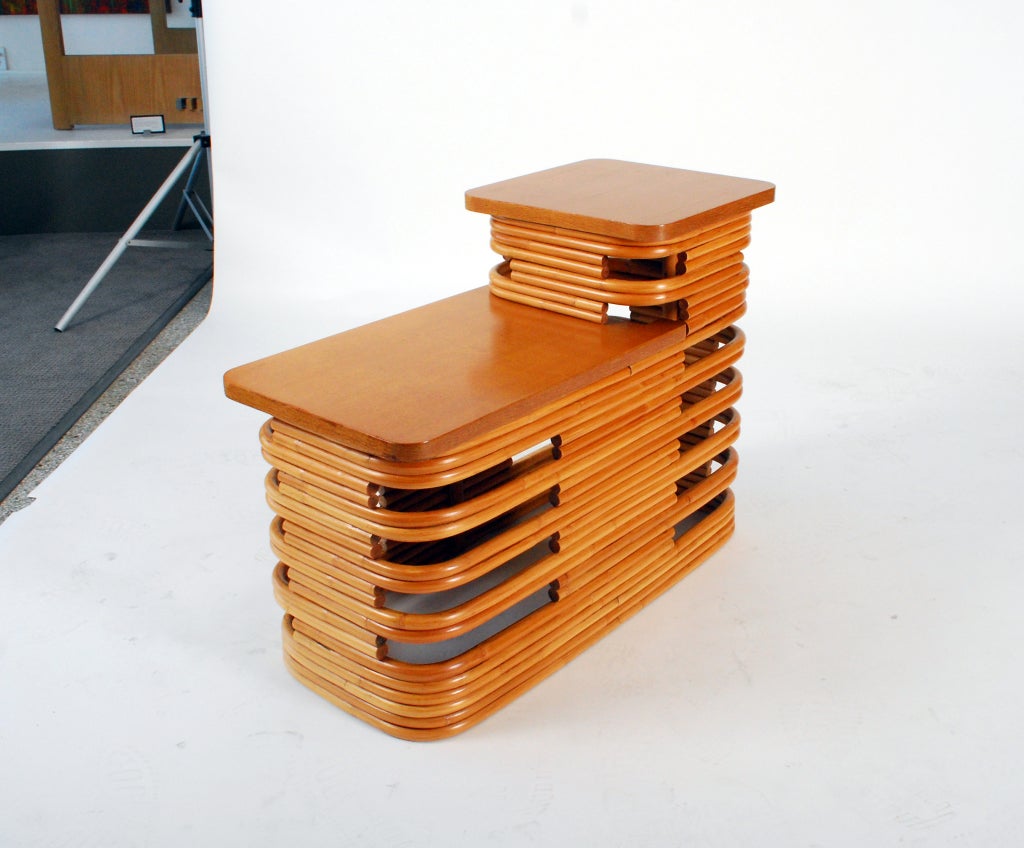 Rattan End Table, Manner of Paul Frankl
