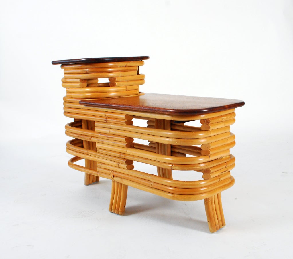 Rattan End Table, Manner of Paul Frankl