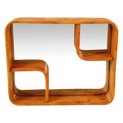 Used Rattan Shelf/Mirror, Manner of Paul Frankl