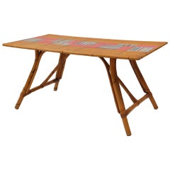 Bamboo Dining Table by Audoux-Minet, Capron Tiles