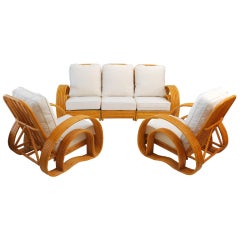 Used Fine & Rare 3 Piece Rattan Horseshoe Living Room Suite