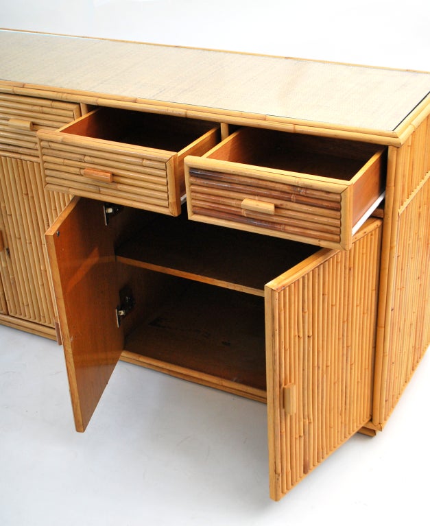 Mid-20th Century Vintage Rattan Cabinet/Dresser For Sale