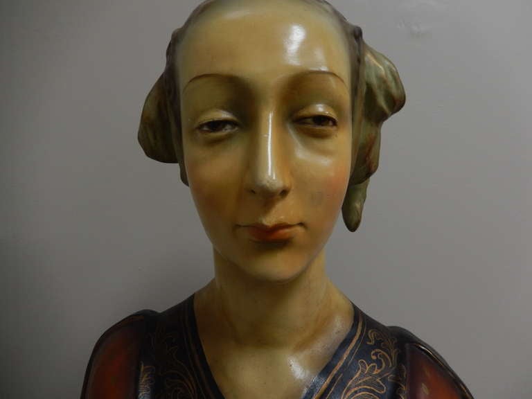 Renaissance Revival Antonio Pallaiolo Bisque Bust of a Renaissance Woman