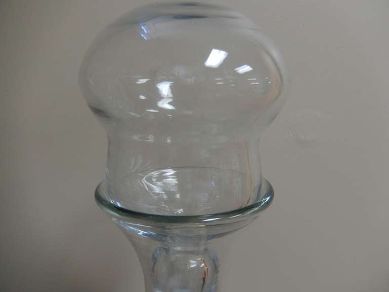 Mid-Century Modern Pair of Clear Glass Blenko Vases with Stoppers For Sale