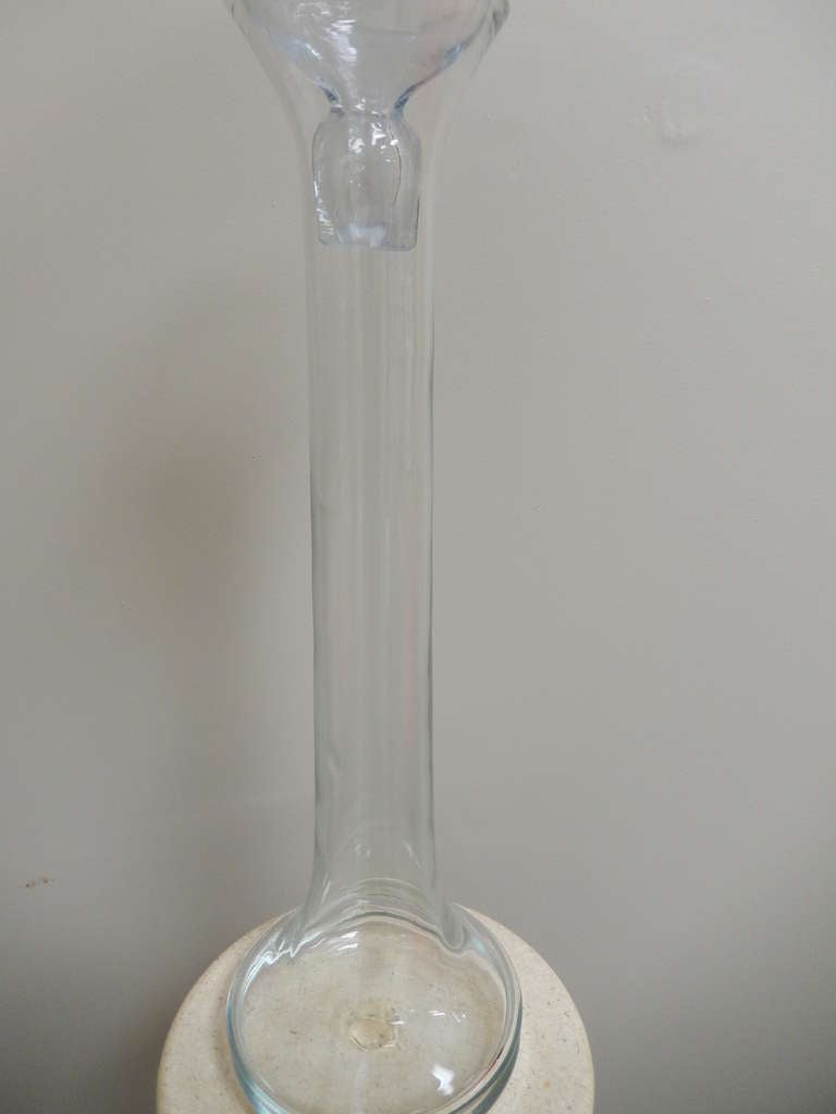 American Pair of Clear Glass Blenko Vases with Stoppers For Sale