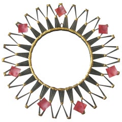 Mid Century Modern Jere Style Sunburst Mirror