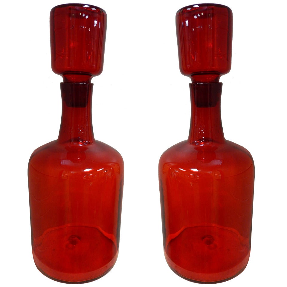 Pair of Blenko Bottles or Decanters