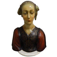 Antique Antonio Pallaiolo Bisque Bust of a Renaissance Woman