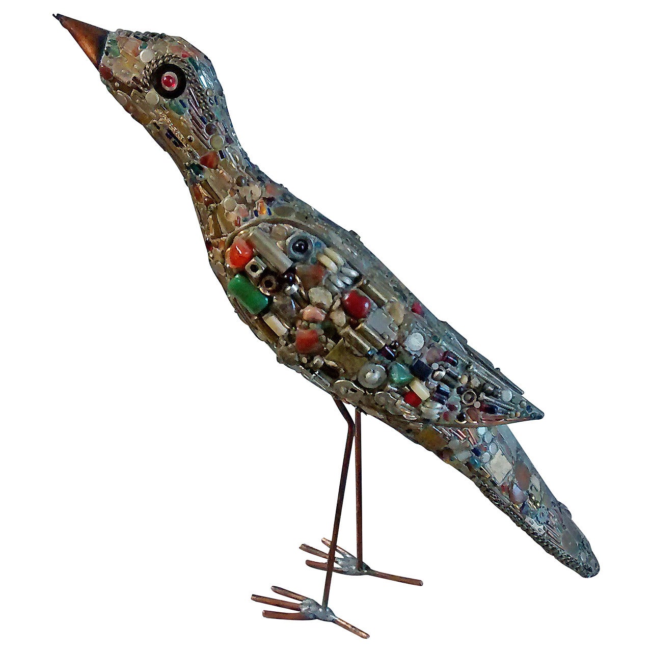 F. Moller Signed Mixed Media Bird Sculpture For Sale