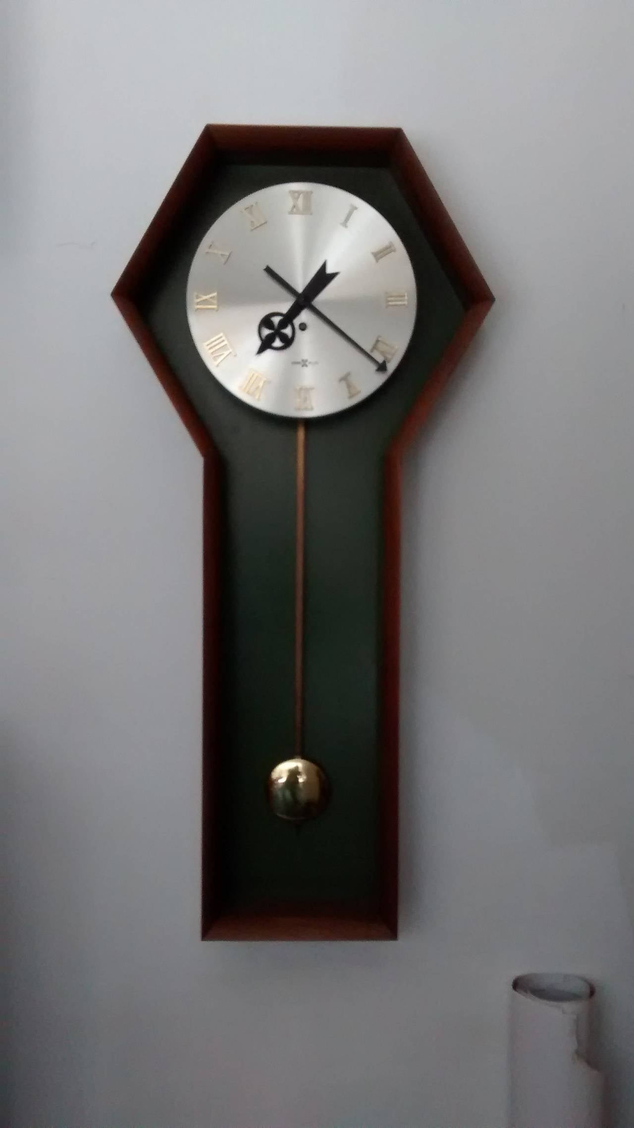 Wall Mounted Pendulum Clock by George Nelson for Howard Miller For Sale 1