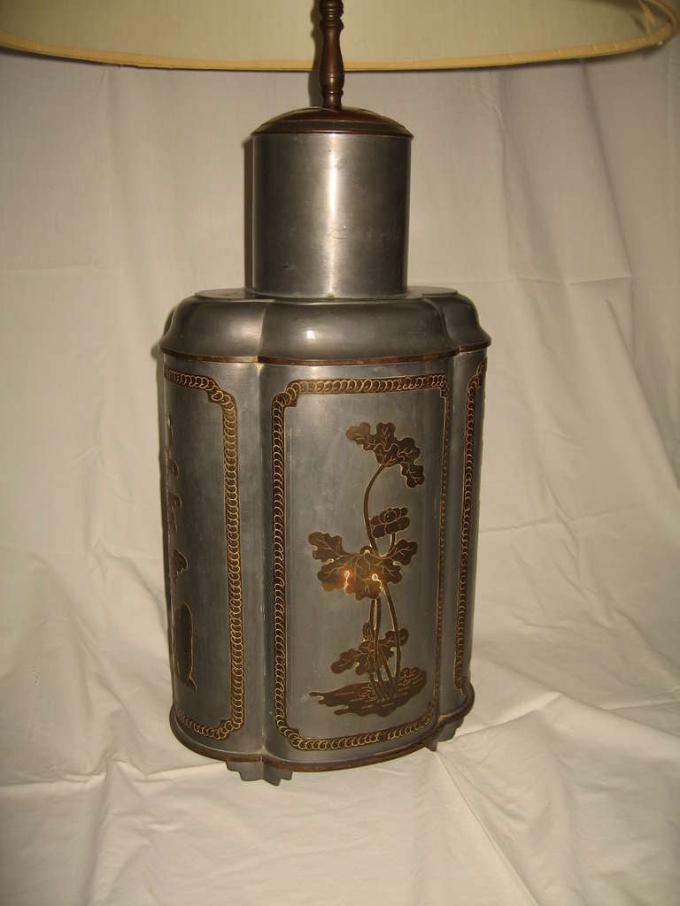 British Colonial Frederick Cooper Vintage Asian Tea Canister Style Table Lamp
