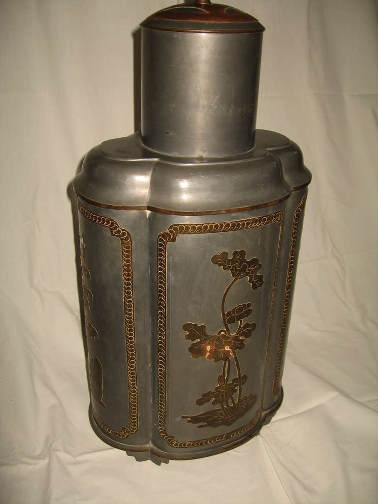 American Frederick Cooper Vintage Asian Tea Canister Style Table Lamp