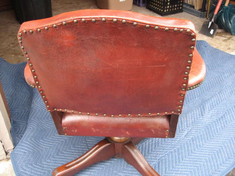 20th Century 1920's Period British Colonial Style Leather Office Chair