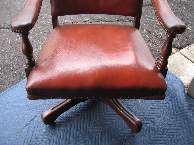 1920's Period British Colonial Style Leather Office Chair 3