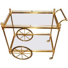 Aldo Tura Style Italian Brass Bar or Tea Cart