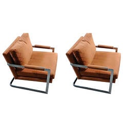 Pair of Chromed Steel Carter Lounge Chairs.