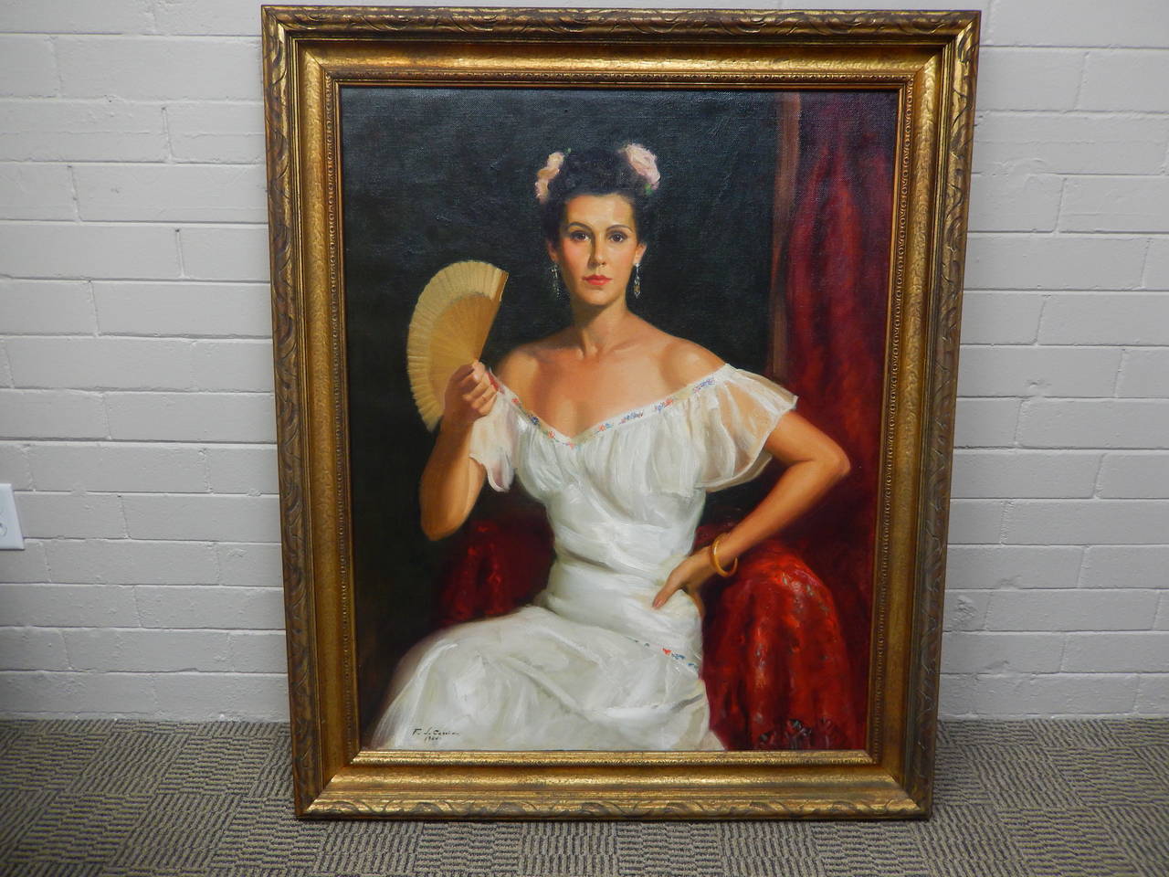 Lovely portrait of a woman by Felix de Cossio, signed and dated 1944. 

Felix de Cossio was a noted Cuban portrait painter of the period. Other works include portraits of Betty Ford, U.A. Von, Martha Fernandez, and Miranda de Batista.