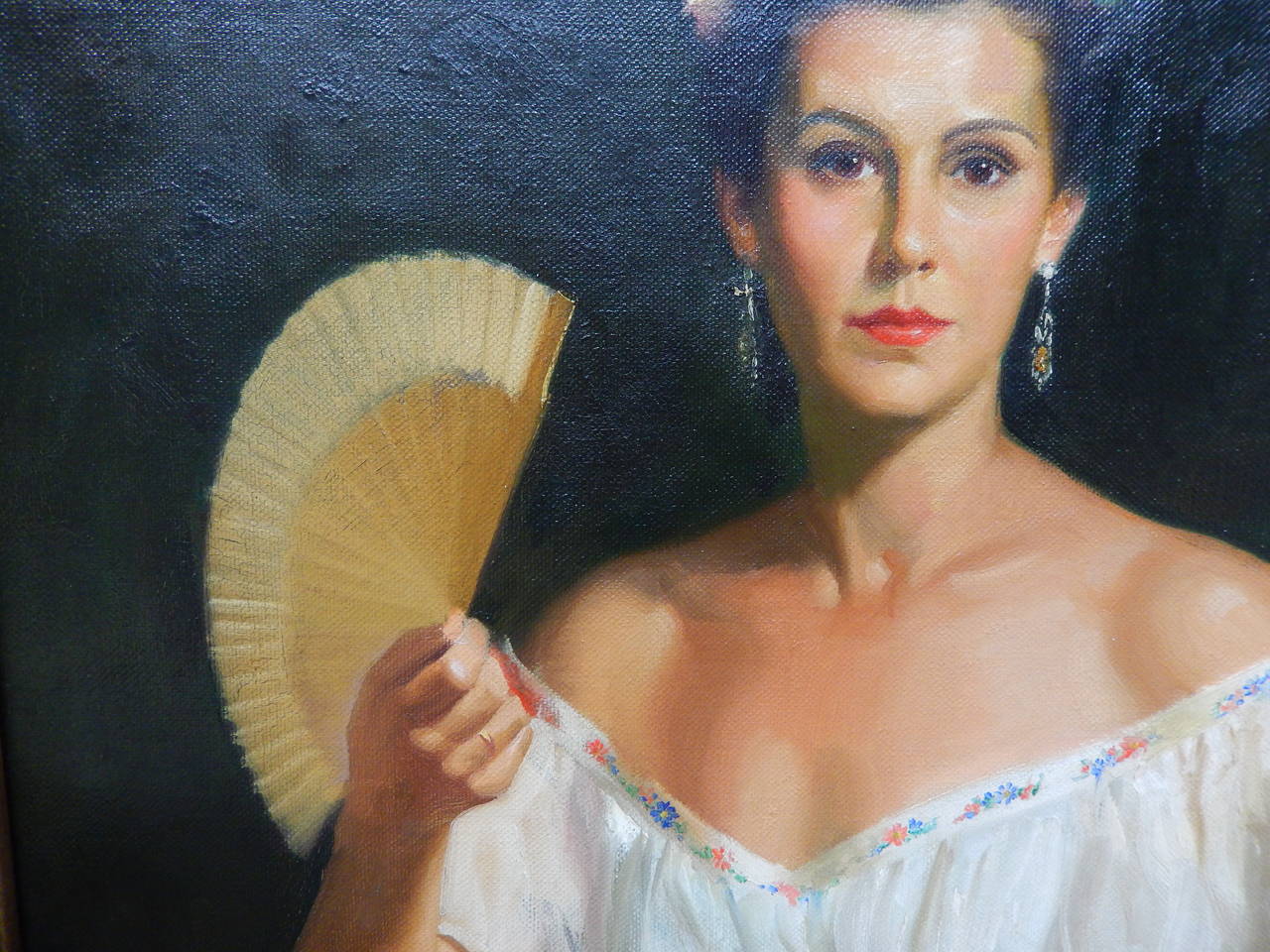 Spanish Colonial Felix de Cossio Oil On Canvas Portrait of a Woman