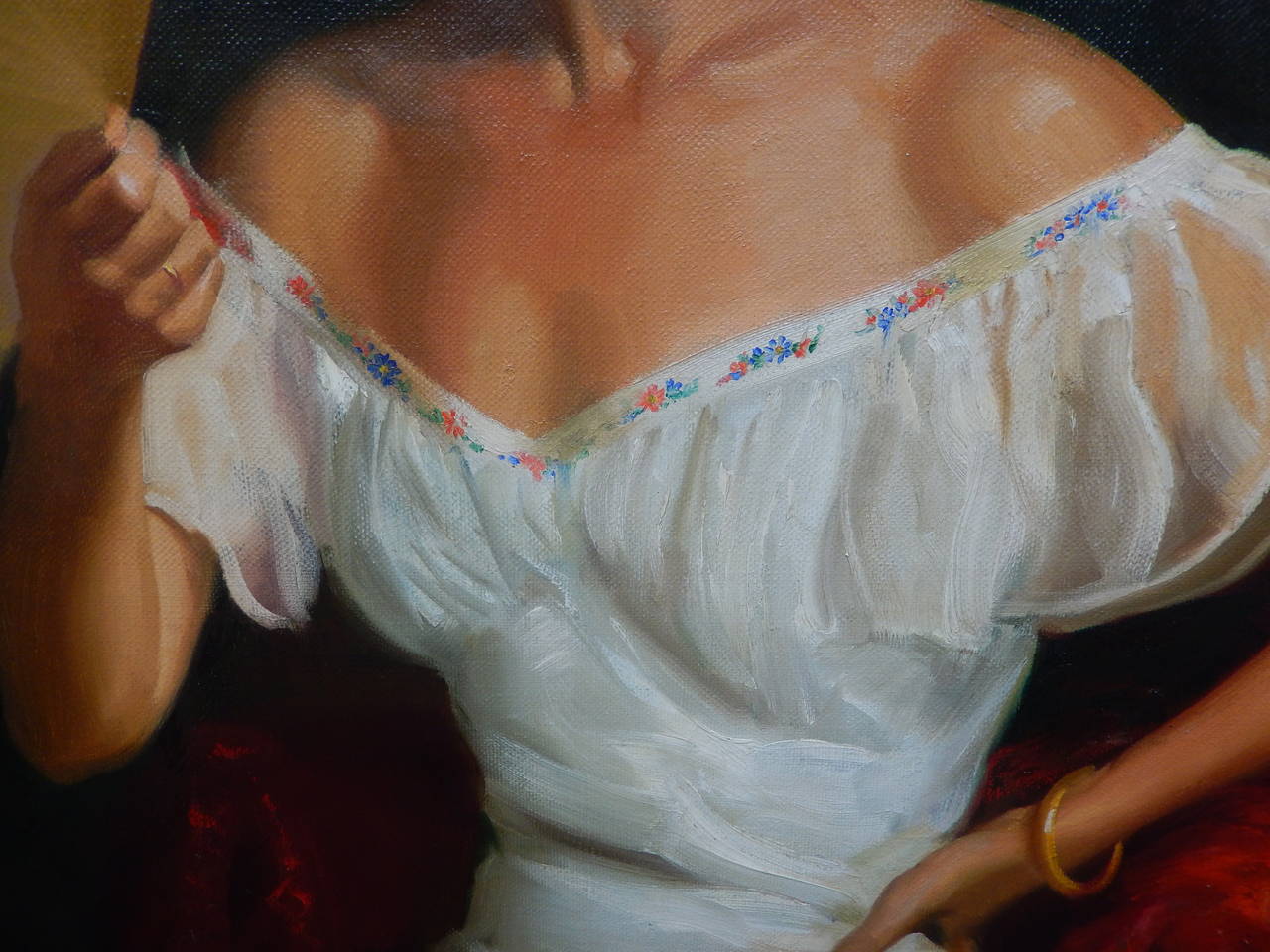 Felix de Cossio Oil On Canvas Portrait of a Woman In Excellent Condition In Southfield, MI