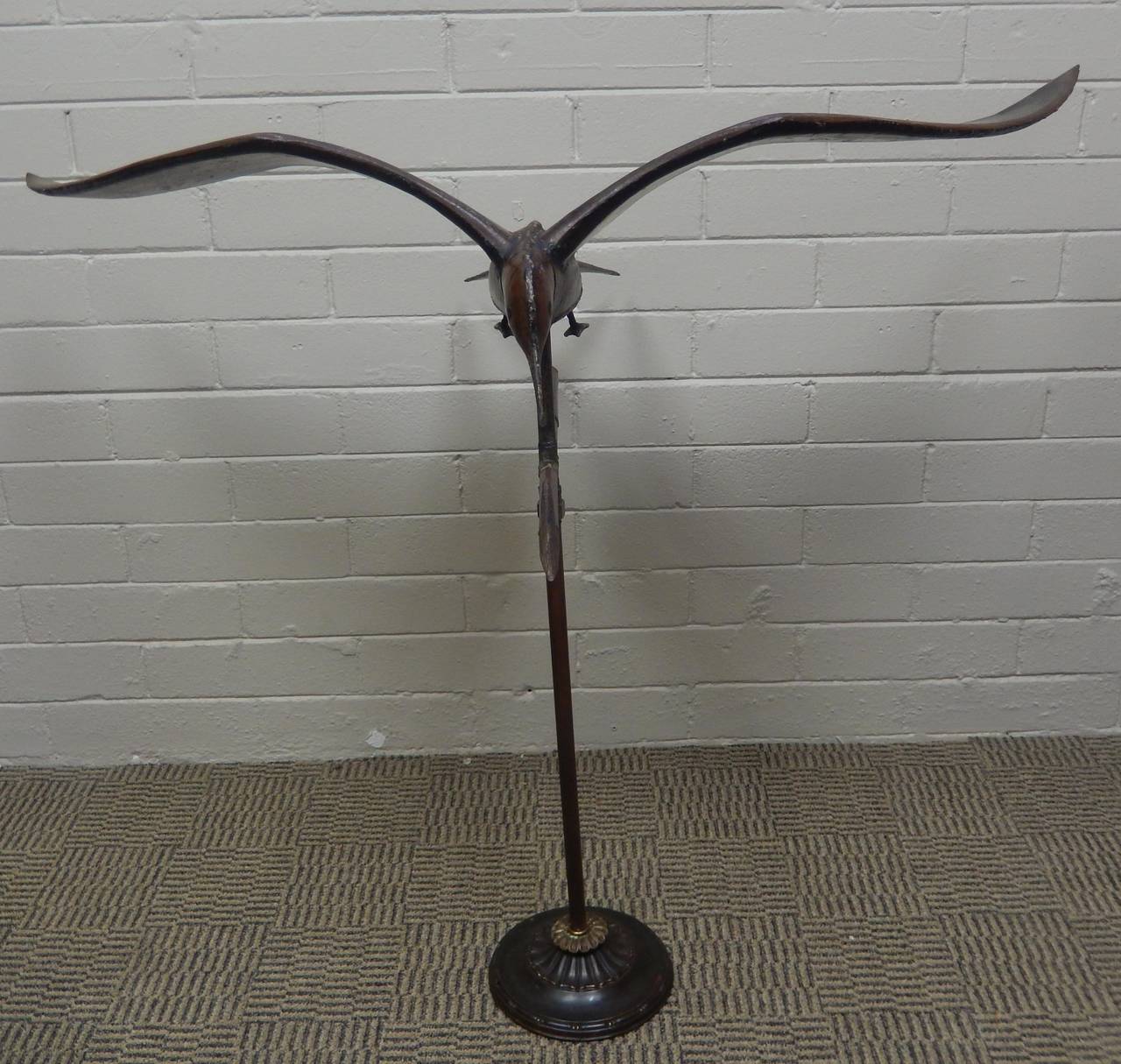Lovely mounted copper weathervane of a swallowtail kite, dating to 1961. Signed illegibly. 

Superb detailing in person, can be used indoors or out.