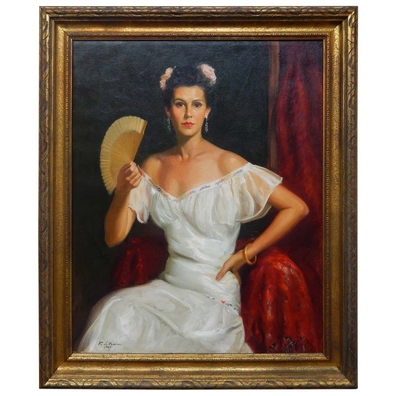 Felix de Cossio Oil On Canvas Portrait of a Woman