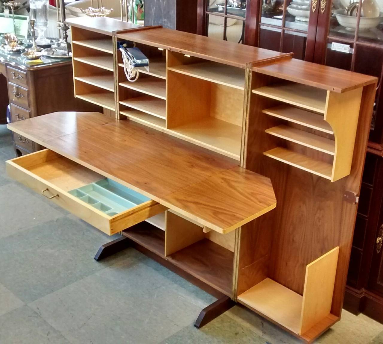 Mid-Century Modern Leif Elvestad Norwegian Wooten Style Desk in a Box