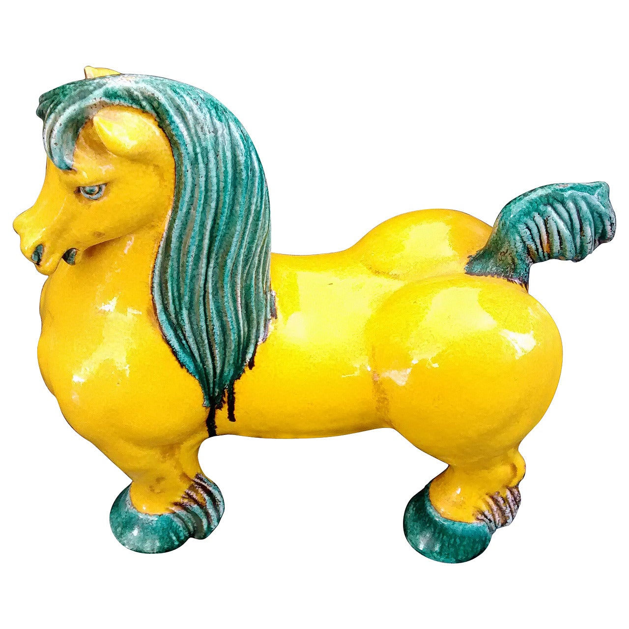 Italian Glazed Pottery Figure of a Horse Possibly by Alvino Bagni