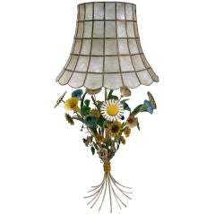 Vintage Toleware Floral Table Lamp