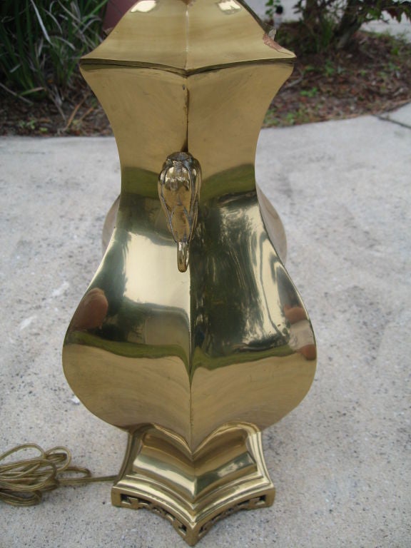 Marbro Lamp Company Single Asian Form Brass Table Lamp 2