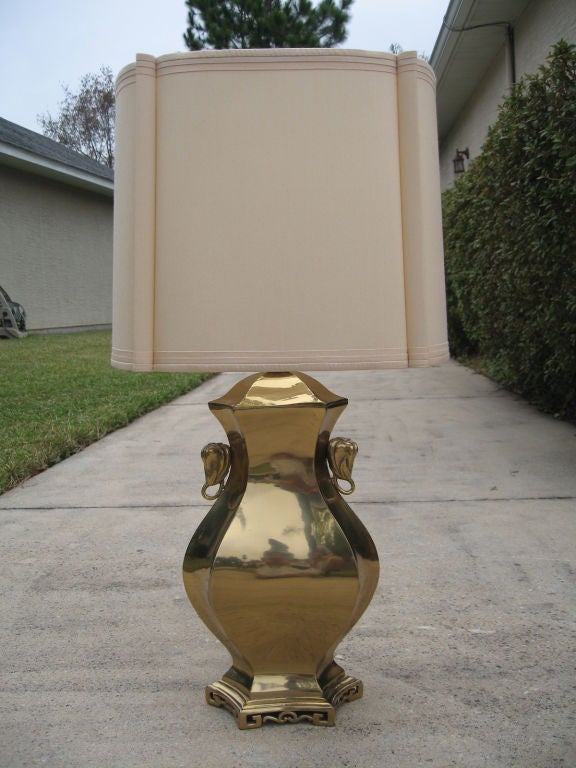 Marbro Lamp Company Single Asian Form Brass Table Lamp 4
