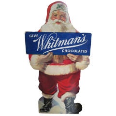 Vintage Amazing Santa Advertising Stand Up Sign for Whitman's Candy