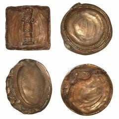 Vintage Western Motif Bronze Desk or Dresser Trays