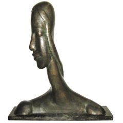 Russian Expressionist Bronze Bust of a Female