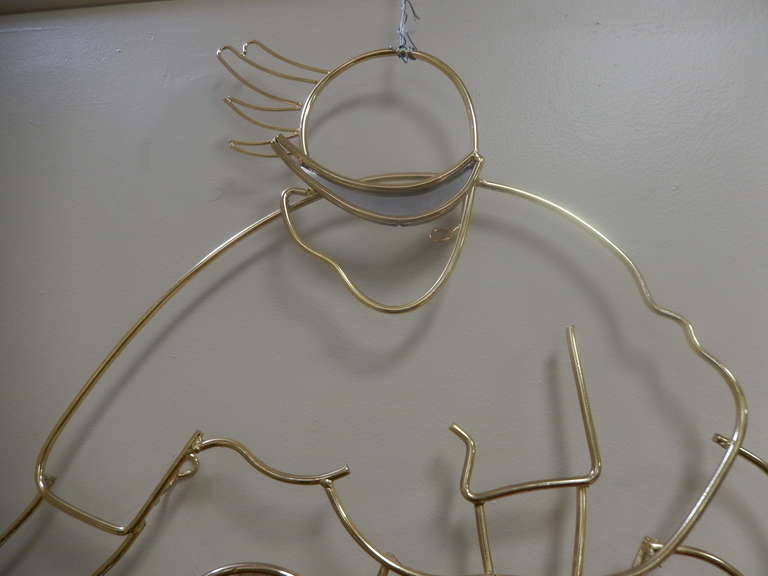 American Curtis Jere Signed Wire Wall Sculpture of a Tennis Player