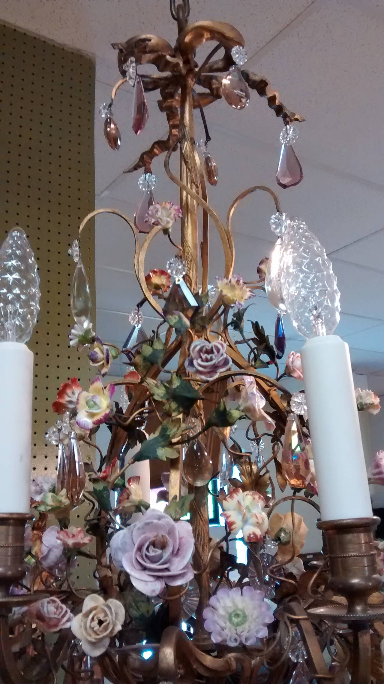 Louis XV Style Bronze Six-Light Chandelier In Excellent Condition In Southfield, MI