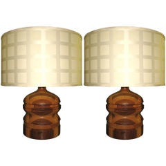 Pair of Lathe Turned Baluster Form Table Lamps