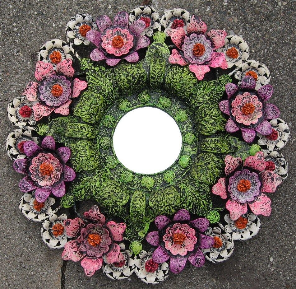 Out of Control Pop Art Enameled Metal Mirror