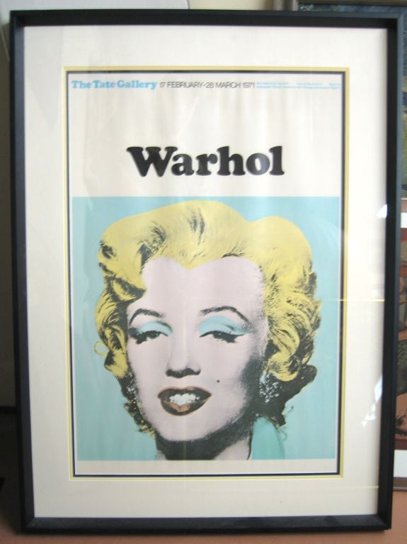Difficult to find Tate Gallery (now the Tate Modern) exposition poster for the Warhol show in 1971 depicting Warhol's famed 