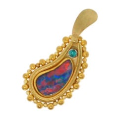 Black Opal Paisley Pendant