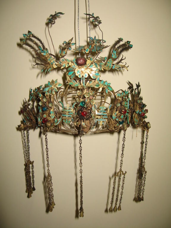 Qing Dynasty Chinese  Provencial Kingfisher Headdress