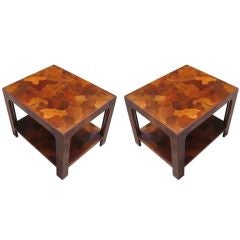 Superb Pair of Parsons Style Two Tiered End Tables