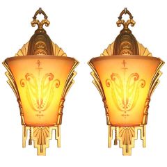 Vintage Pair of Beardslee of Chicago Art Deco Period Wall Sconces