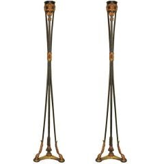 Antique Pair of Neoclassical Style Electrified Torchieres or Floor Lamps