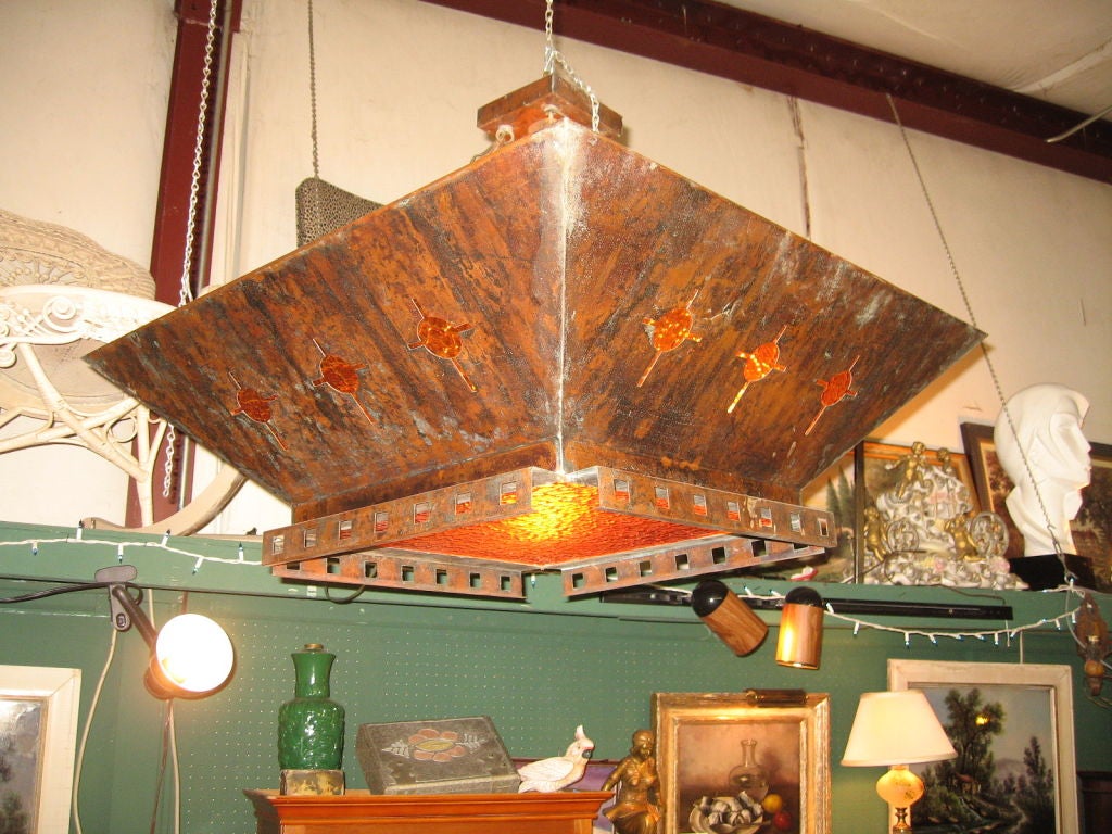 Arts and Crafts Period Copper Chandelier 4