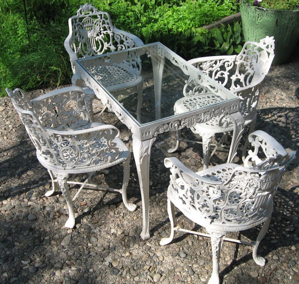 Magnificent Antique Neoclassical Cast Iron Garden Set 5