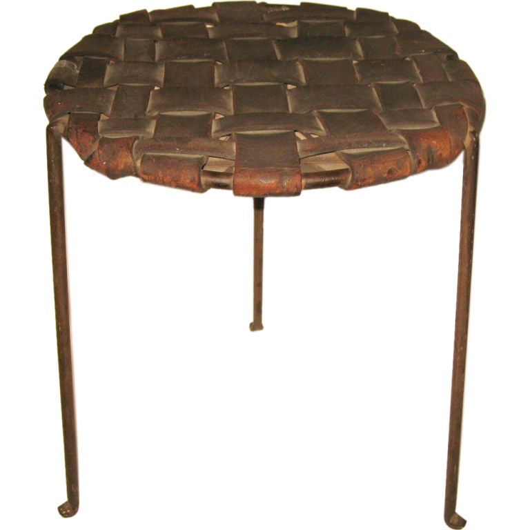 Swift Monell  Woven Leather 
Iron Side Table or Stool