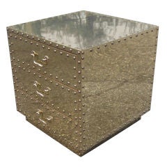 Sarried Brass Clad Campaign Style Night Stand or End Table Sarried Brass Clad Campaign Style Night Stand or End Table