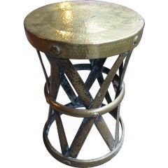 Vintage Brass Strapwork Stool or Side Table
