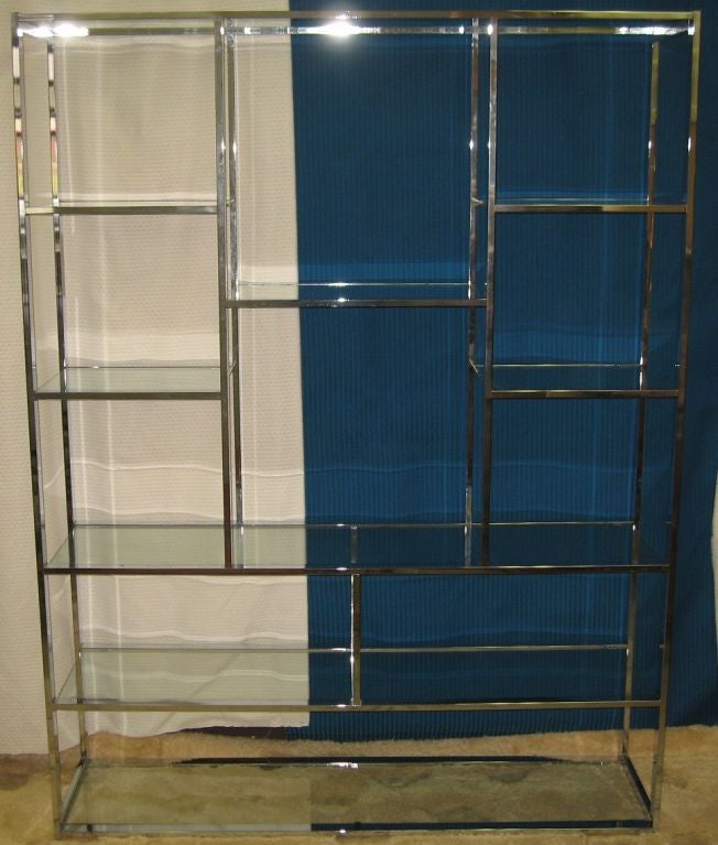 Milo Baughman Chromed Steel Etagere