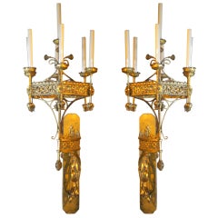 Monumental Pair of English Gothic Revival Style Sconces
